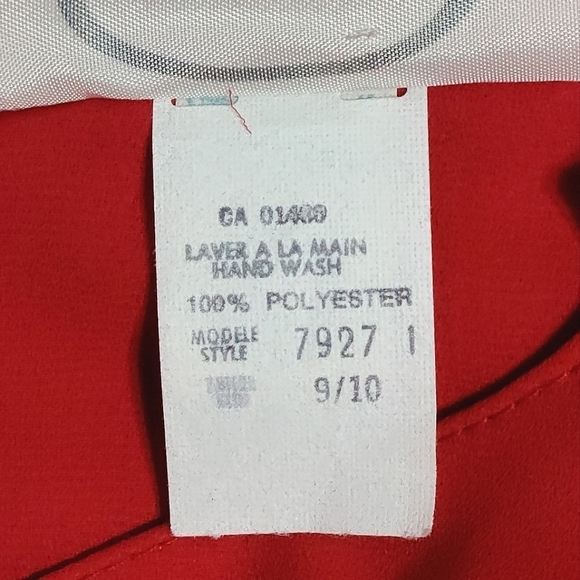 Vintage 1970s Cami Red Long Sleeves Drop-waist Pleated Midi Dress Womens Size 10 - Picture 14 of 15